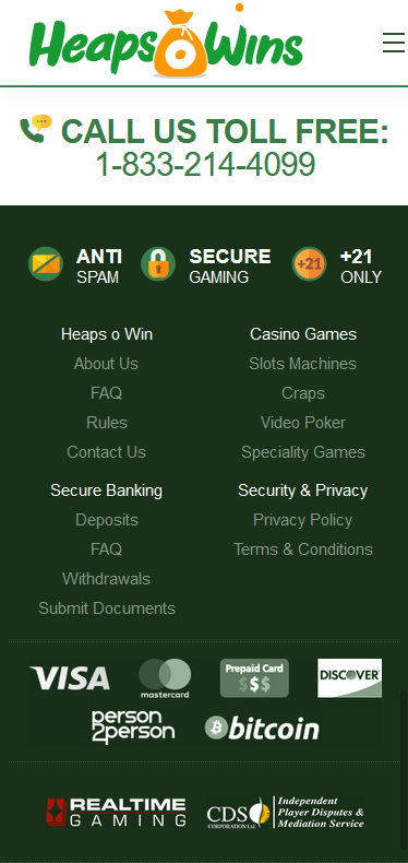 Heaps o Wins Casino mobile app